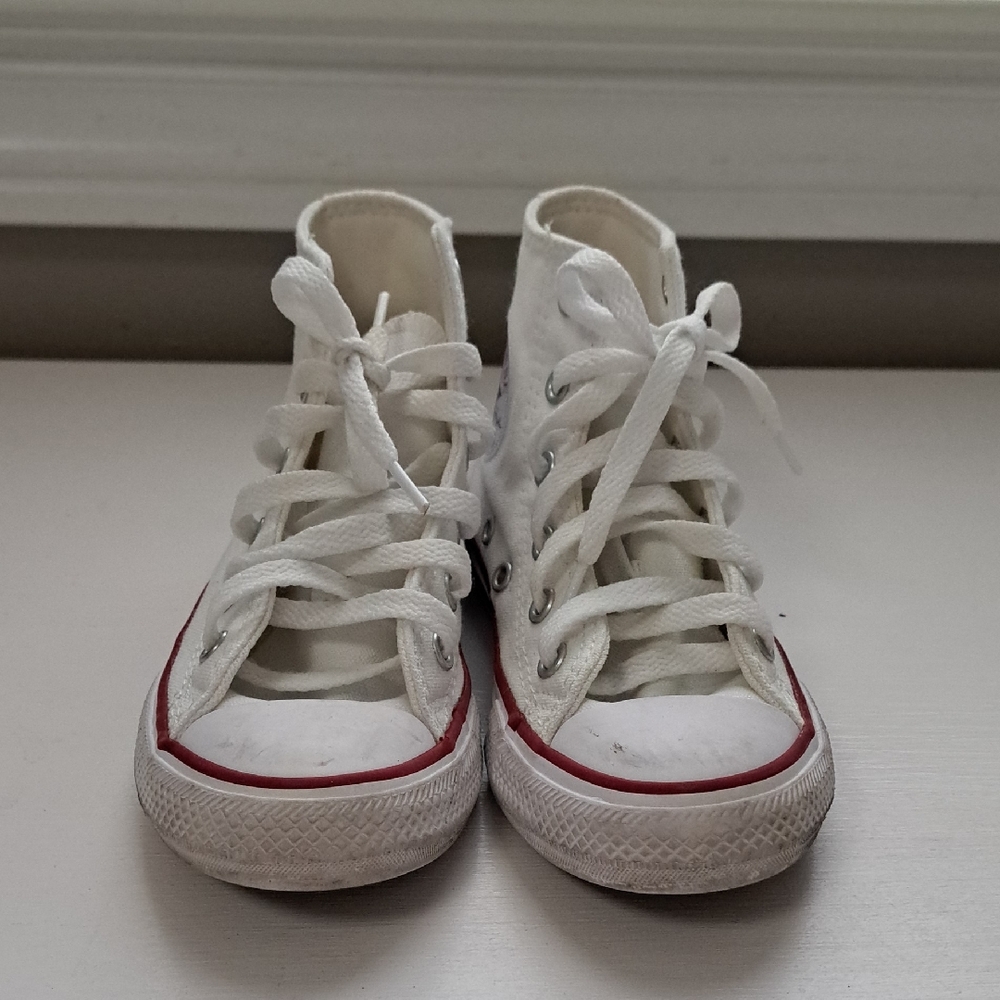 Converse Kids 12c White and Red High-Top Sneakers